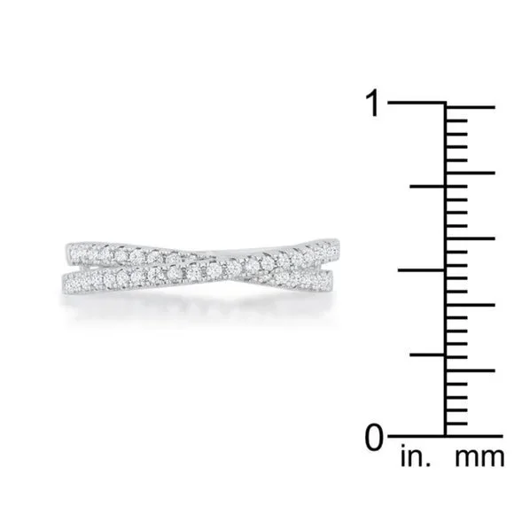 Mara 0.4ct CZ Rhodium Intertwined Simple Ring - Picture 3 of 5